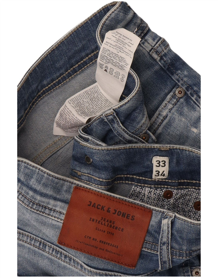 Jack & Jones Herren Distressed Slim Jeans W33 L34 Blaue Baumwolle