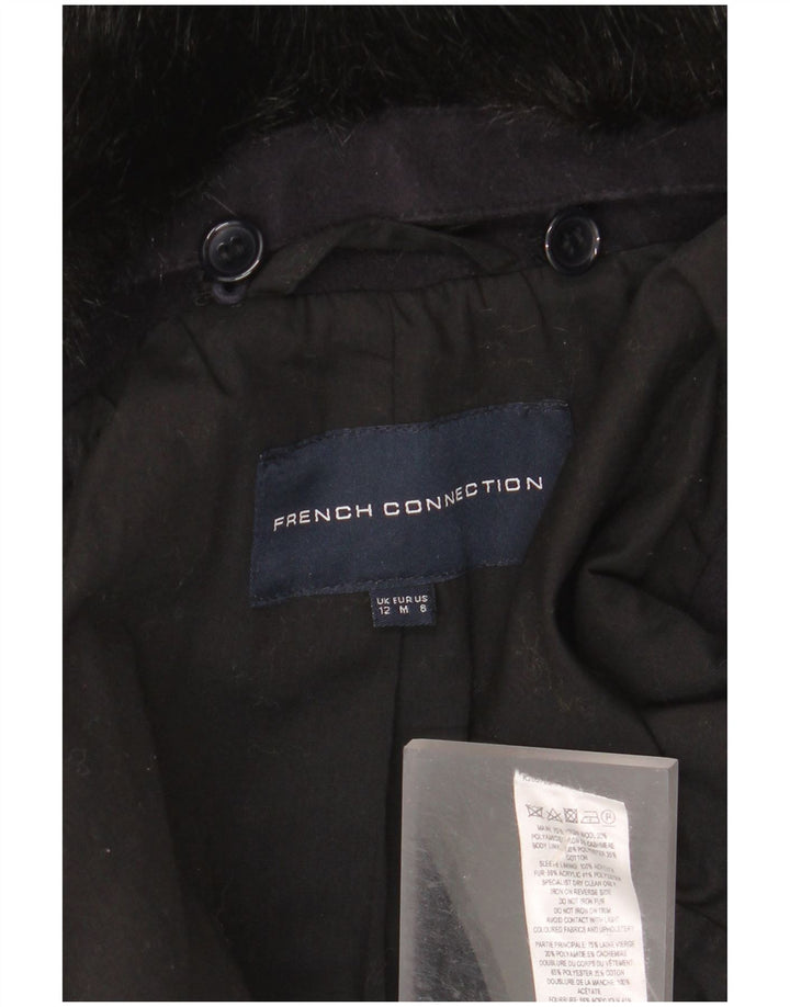 French Connection Damenmantel UK 12 Mittelmarineblaue Schurwolle