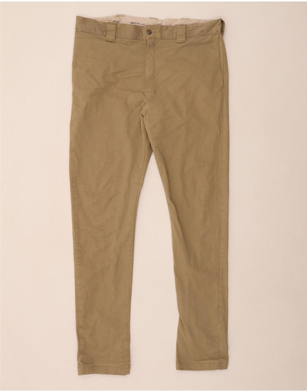 DICKIES Herren Slim Skinny Chinohose W38 L34 Beige Baumwolle