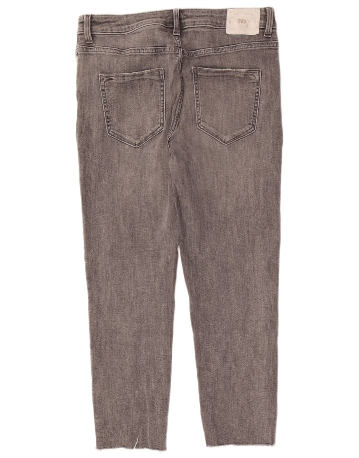 Zara Damen-Cropped-Jeans, EU 40, Mittel, W30, L24, Grau