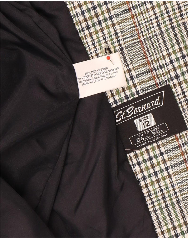 St. Bernard Damen Blazer Jacke UK 12 Mittel Mehrfarbig Hahnentrittmuster
