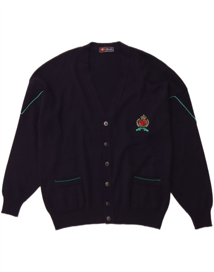 IL GRANCHIO Herren-Strickjacke, große marineblaue Wolle