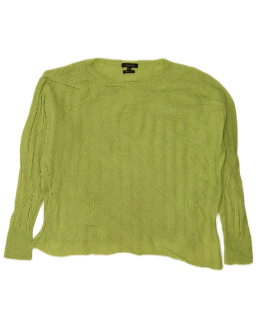 Massimo Dutti Damen Crop Top Langarm UK 16 Large Grün