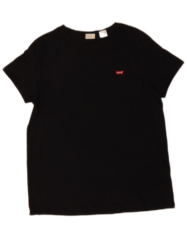 Levi's Damen T-Shirt Top UK 14 Mittelschwarze Baumwolle