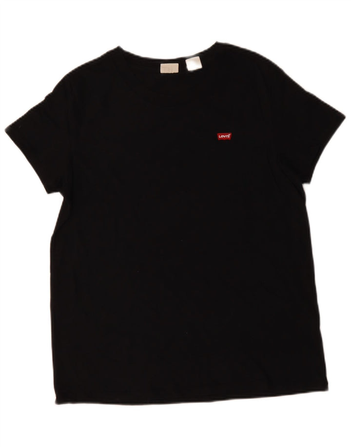 Levi's Damen T-Shirt Top UK 14 Mittelschwarze Baumwolle