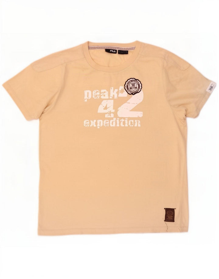 Fila Herren-T-Shirt mit Grafik, Größe L, Beige, Baumwolle