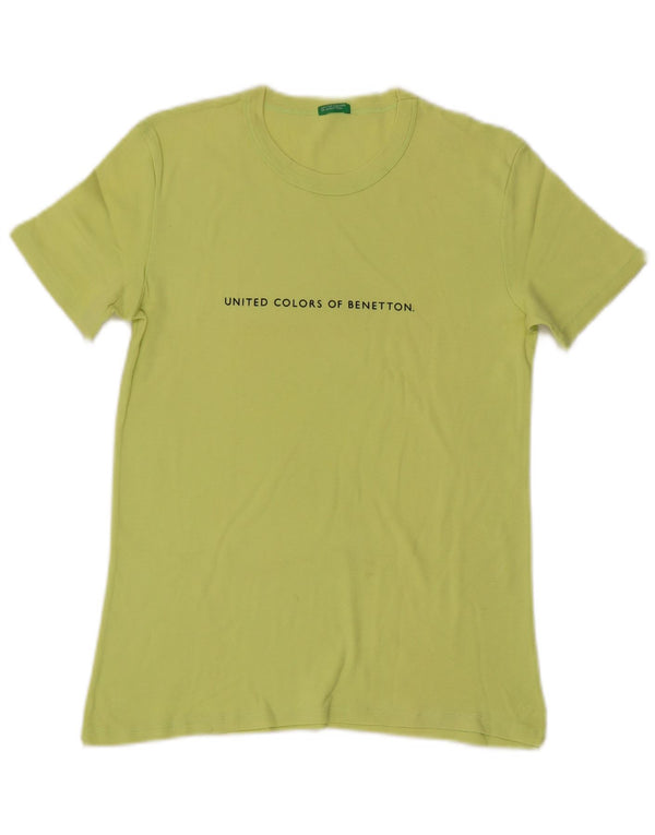 Benetton Womens Graphic T-Shirt Top UK 12 Mittelgrüne Baumwolle