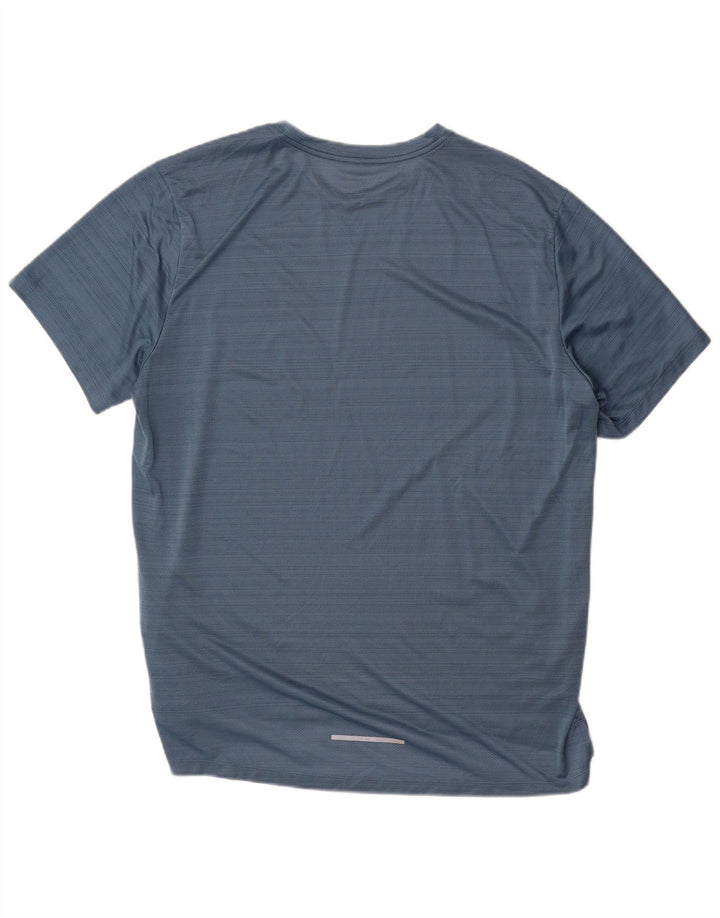 Nike Herren Dri Fit T-Shirt Top XL Blaues Nadelstreifen-Polyester