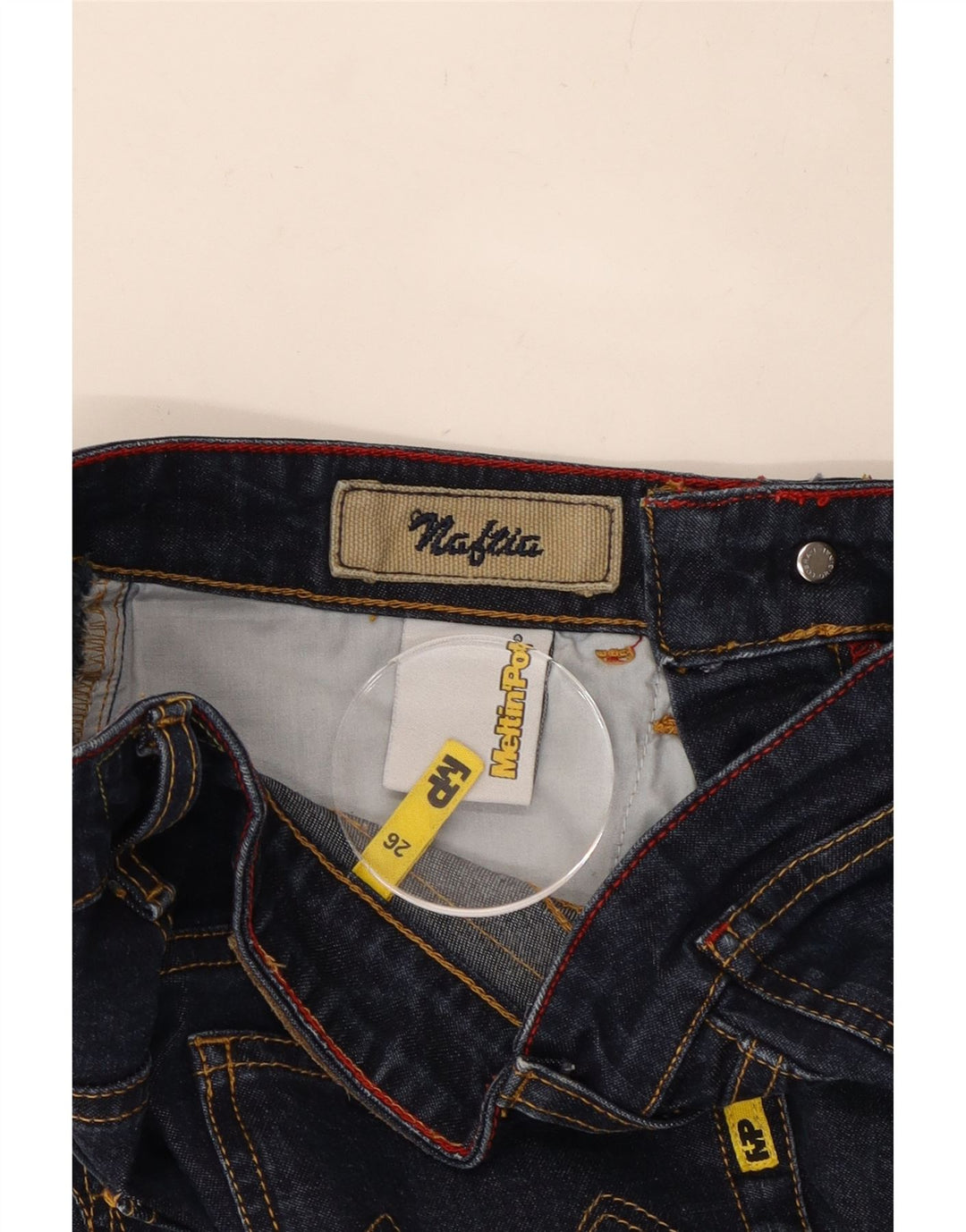 MELTIN' POT Damen Bootcut-Jeans W26 L29 Marineblaue Baumwolle