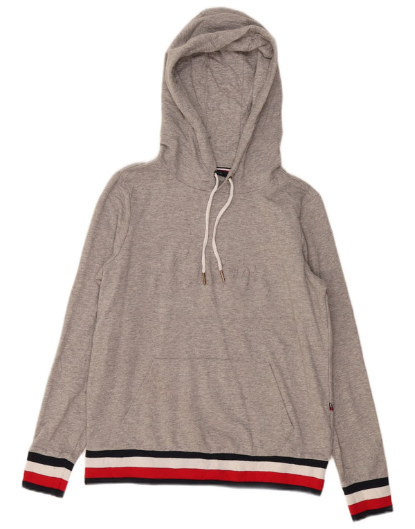 TOMMY HILFIGER Damen Graphic Hoodie Pullover UK 10 Small Grau meliert