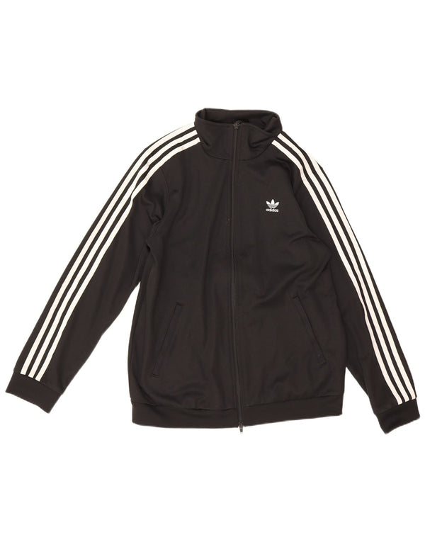 Adidas Damen Trainingsanzug Top Jacke UK 12 Medium Schwarz Baumwolle
