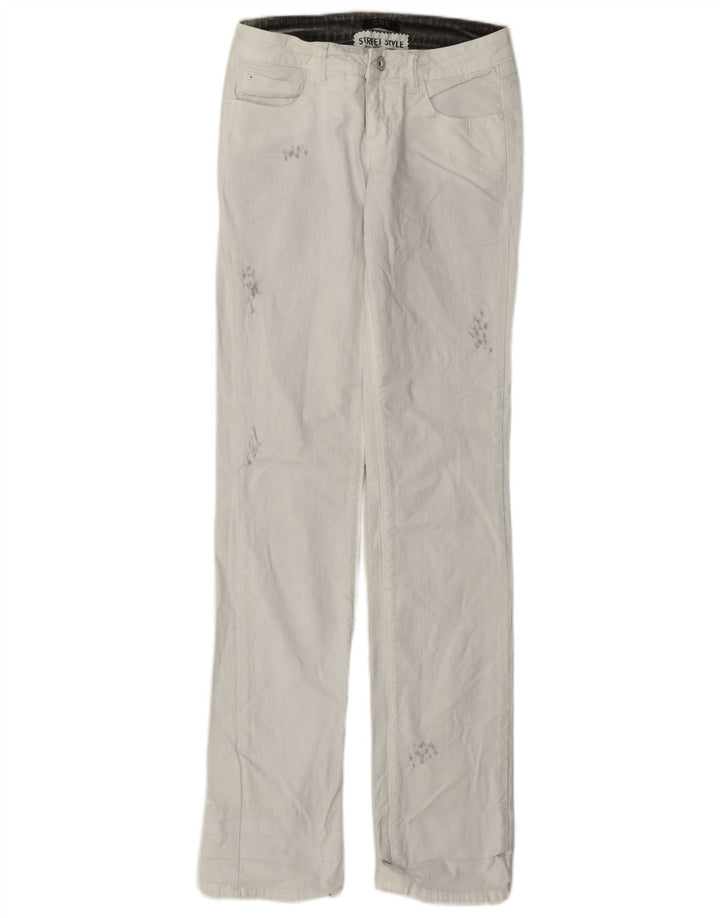 Vintage Damen Distressed Straight Jeans W26 L33 Weiß