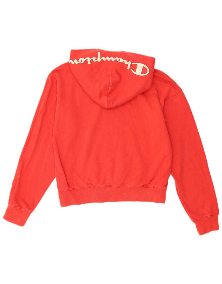 Champion Damen Crop Hoodie Pullover UK 14 Mittelrot