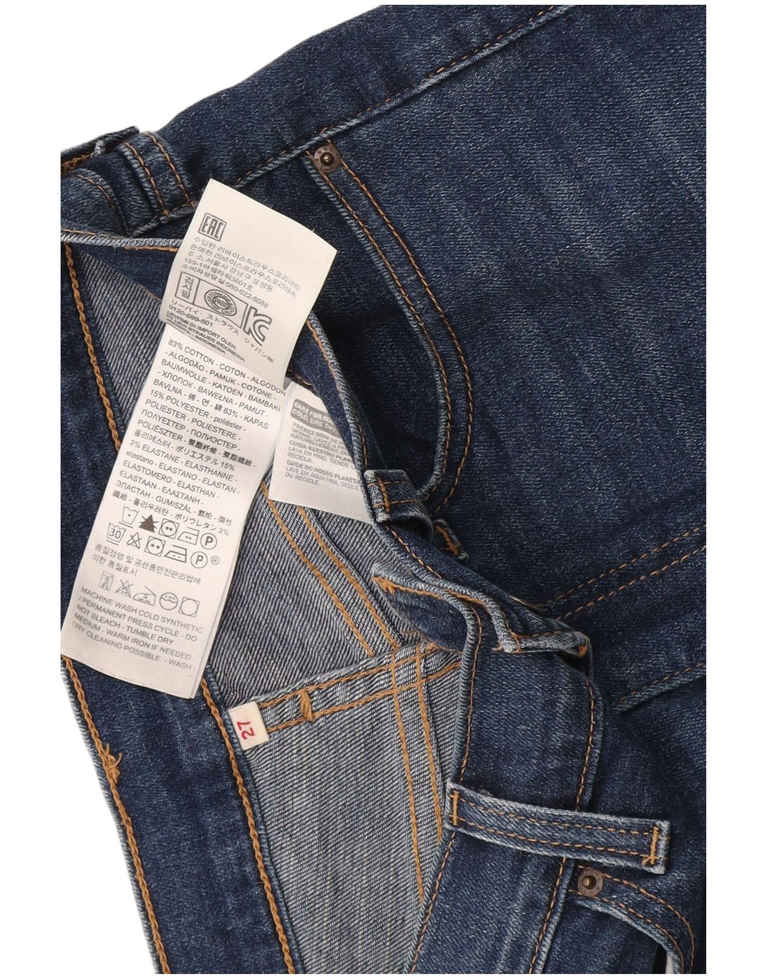 Levi's Damen-Jeansshorts, W27, klein, blaue Baumwolle