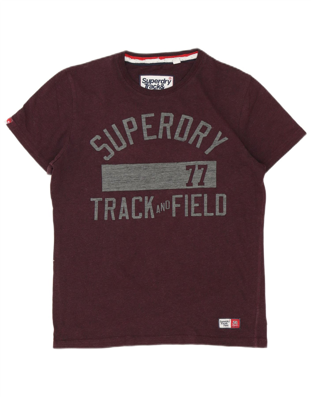 Superdry Herren Grafik-T-Shirt-Oberteil aus mittlerer burgunderroter Baumwolle