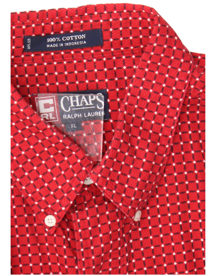 Chaps Herren Kurzarmhemd XL Rot Geometrisch Baumwolle