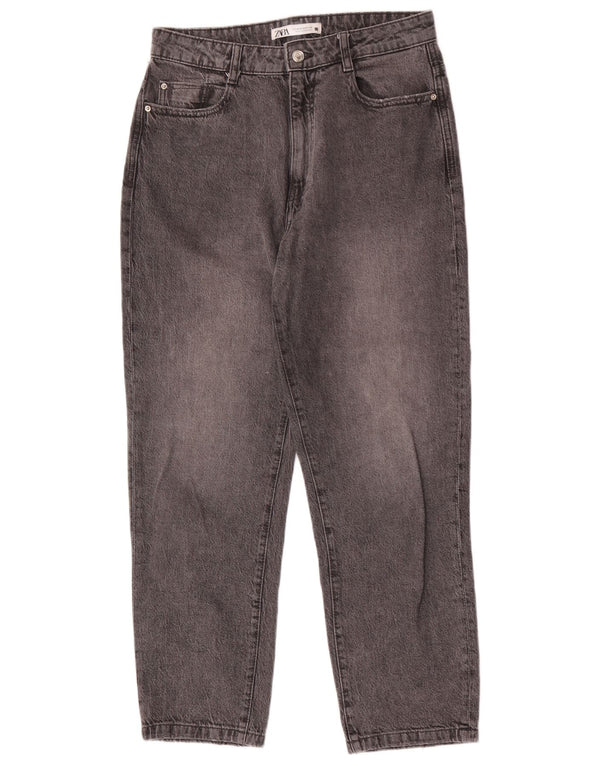 Zara Damen High Waist Tapered Jeans EU 40 Medium W30 L28 Graue Baumwolle