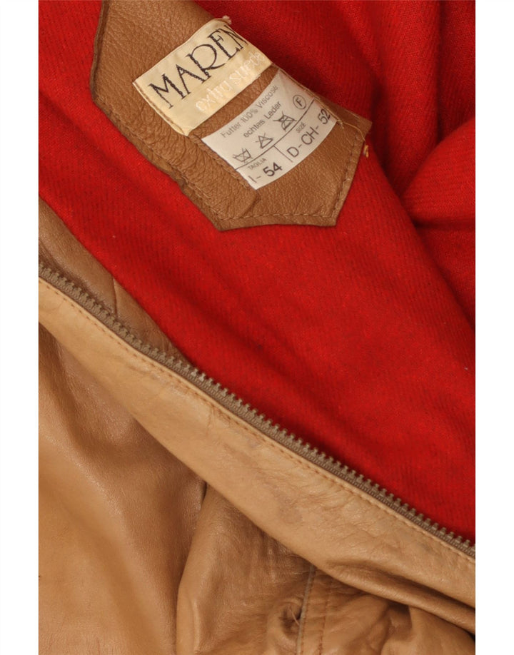 Maren Herren Lederjacke IT 54 2XL Beige Colourblock Leder