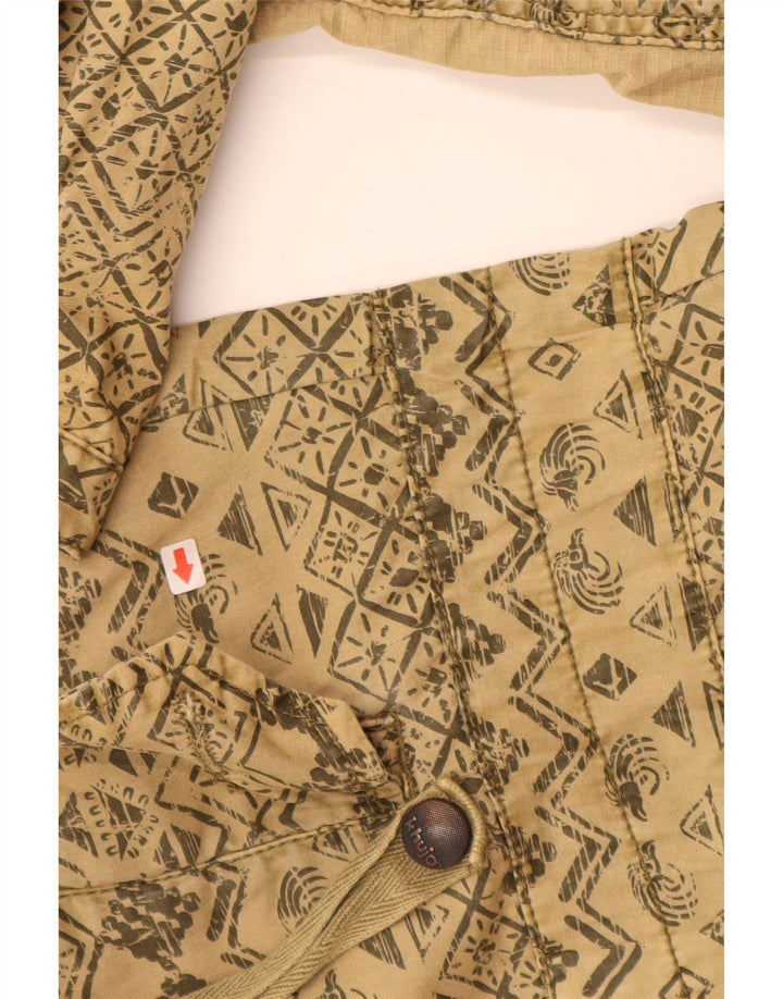 KHUJO Damen-Parka mit Kapuze, UK 16, Größe L, beige, geometrische Baumwolle