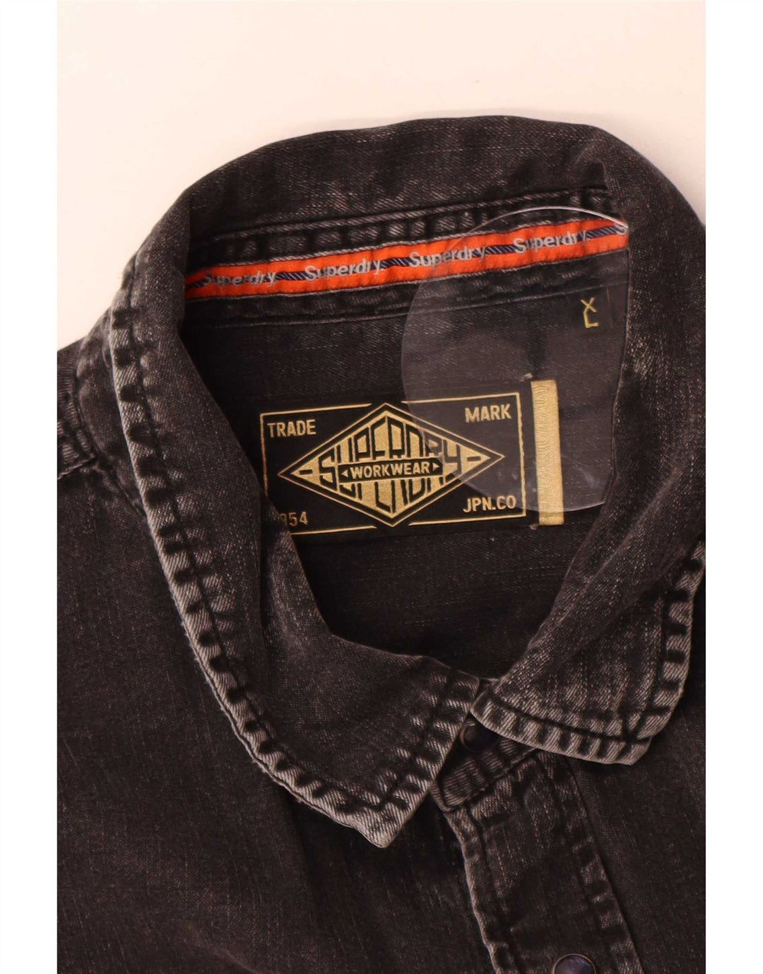 Superdry Herren-Jeanshemd XL aus schwarzer Baumwolle