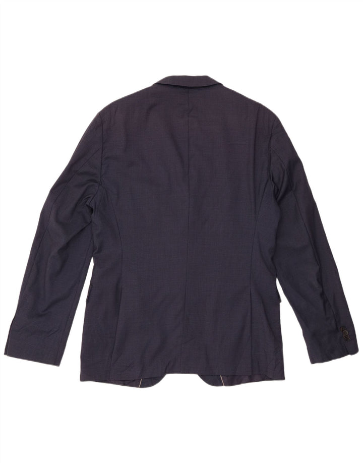 HUGO BOSS Herren 2-Knopf-Blazerjacke EU 52 XL Marineblau karierte Wolle
