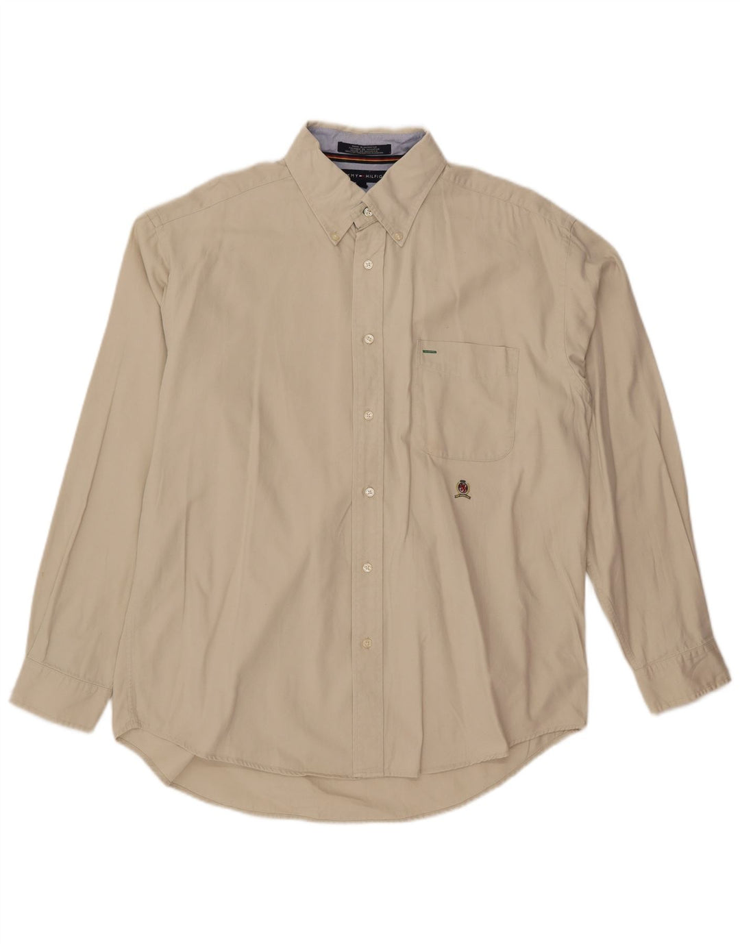 TOMMY HILFIGER Herrenhemd, groß, cremefarbene Baumwolle