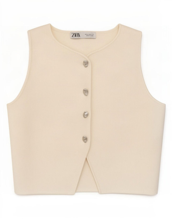 Zara Damen Weste UK 8 Small Weiß