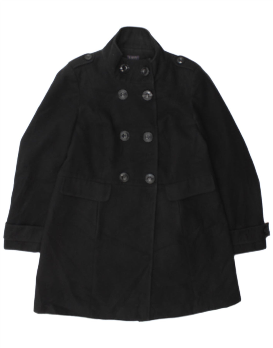 Marks & Spencer Zweireihiger Damenmantel UK 14 Mittelschwarzes Polyester