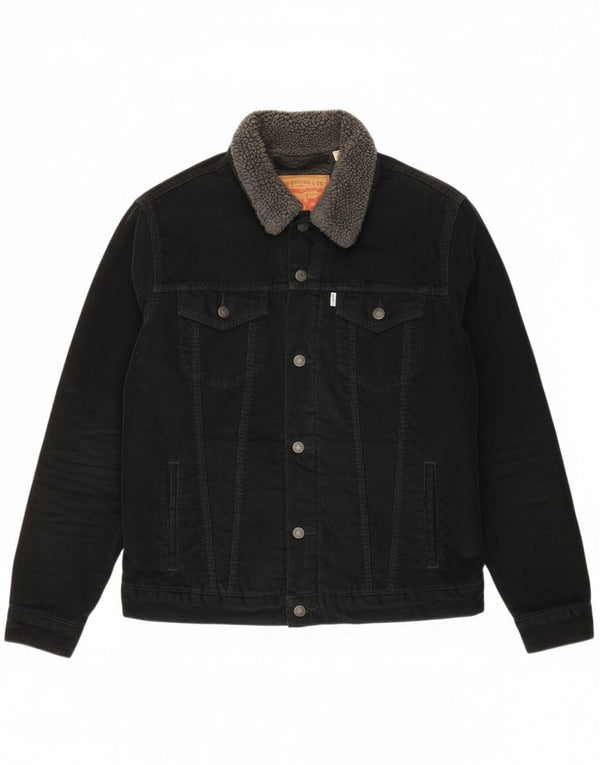 Levi's Herren Sherpa Corduroy Jacke UK 40 Large Schwarz Baumwolle