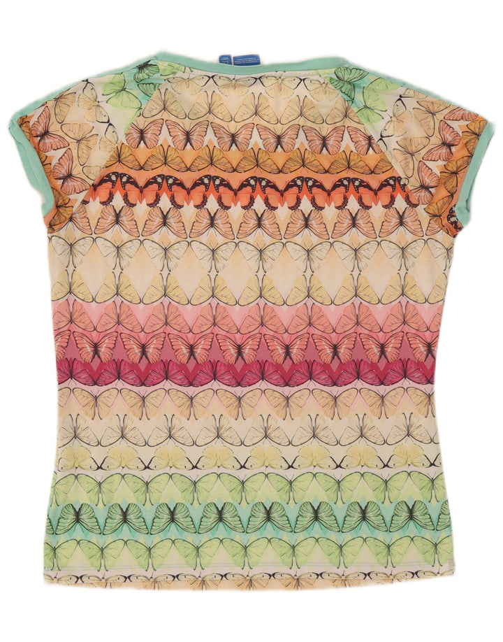 ADIDAS Damen Grafik T-Shirt Top UK 12 Medium Mehrfarbig Schmetterling