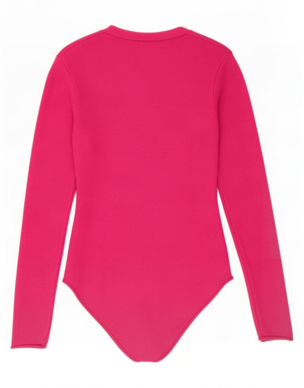Zara Damen-Strick-Bodysuit UK 8 Small Rosa Viskose