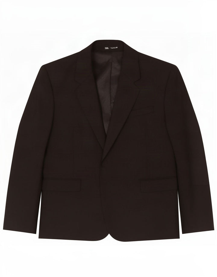 Zara Herren Blazer Jacke EU 52 Large Schwarz Polyester