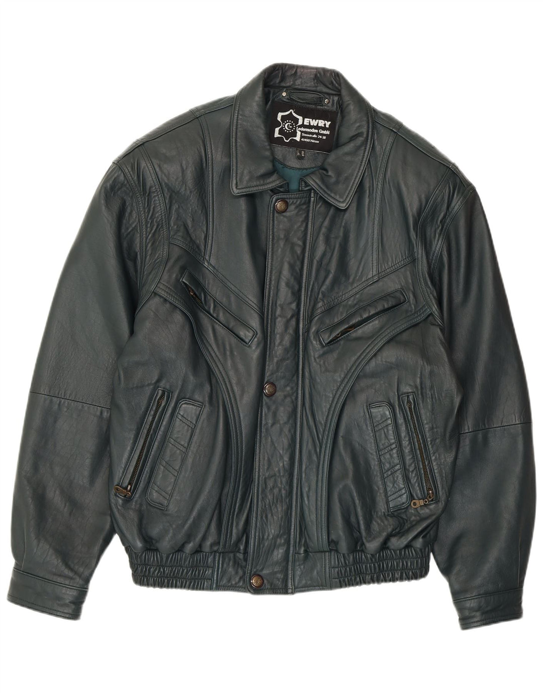 VINTAGE Herren Lederjacke EU 56 3XL Grünes Leder