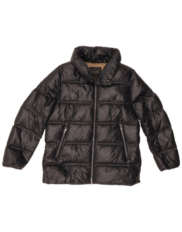 Massimo Dutti Damen Übergroße wattierte Jacke UK 10 Small Schwarzes Nylon
