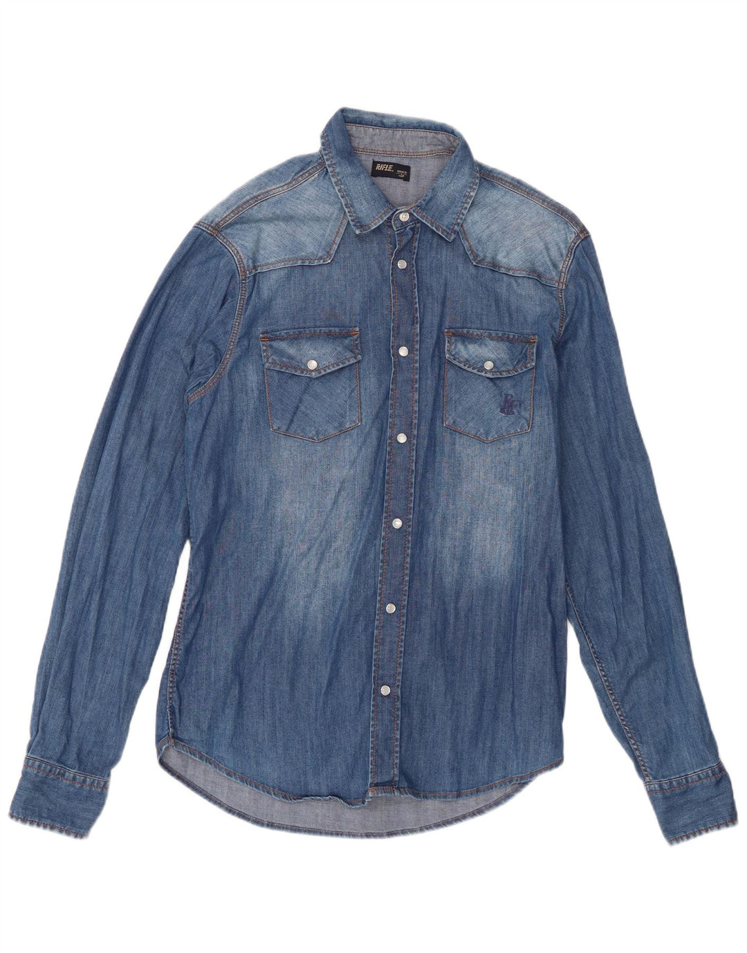 Rifle Herren-Jeanshemd, groß, aus blauer Baumwolle