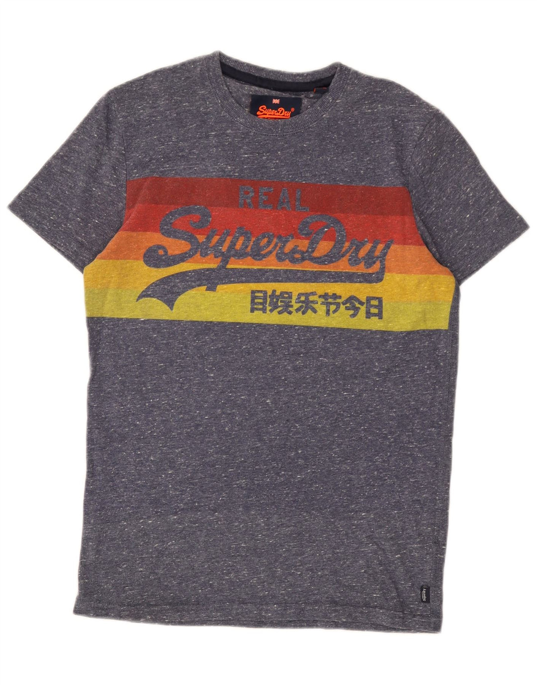 Superdry Herren Grafik-T-Shirt-Oberteil, klein, blau gefleckte Baumwolle