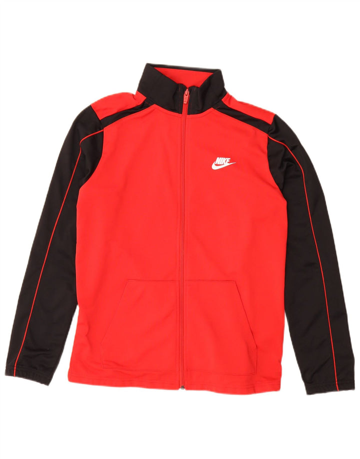 Nike Jungen-Trainingsanzug-Top-Jacke, 13–14 Jahre, XL, rotes Farbblock-Polyester