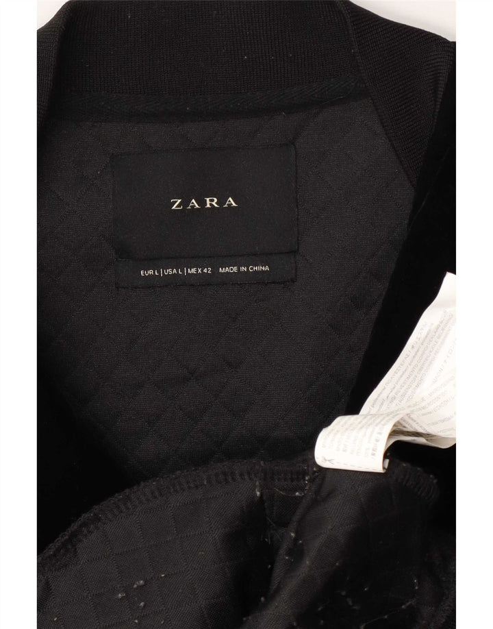 Zara Herren Bomberjacke UK 40 Large Schwarz Polyester