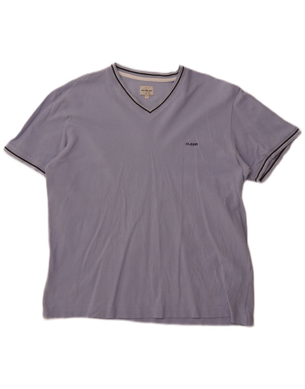 Calvin Klein Jeans Damen T-Shirt Top UK 18 XL Lila Baumwolle