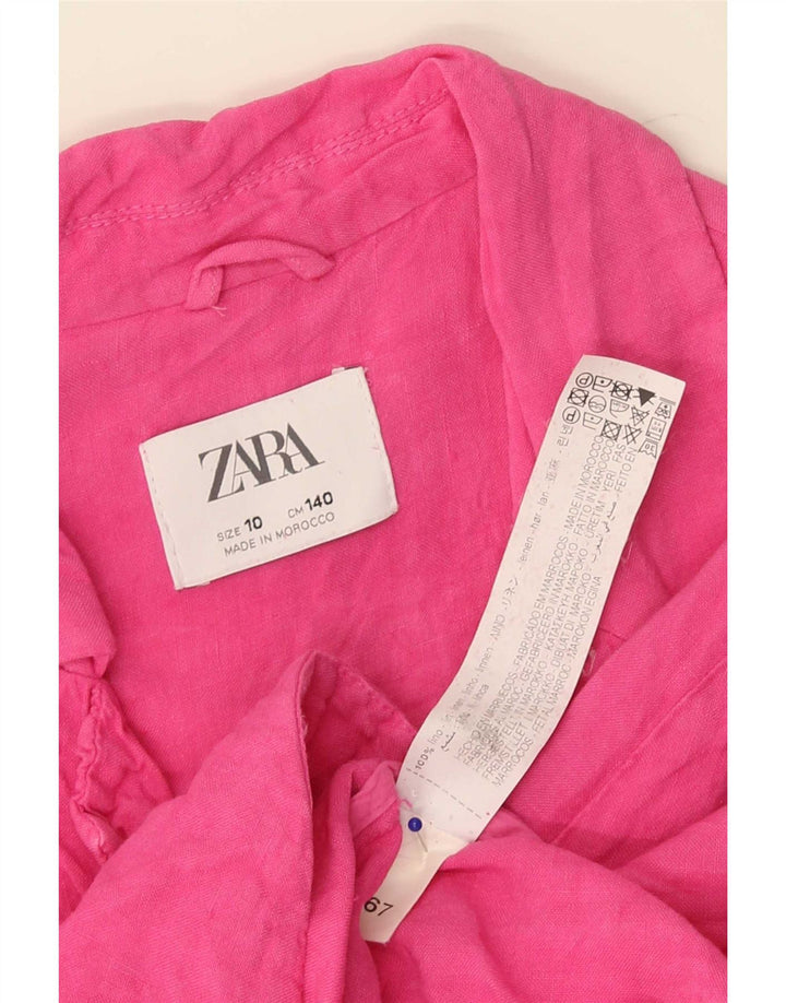 Zara Mädchen-Blazer mit 2 Knöpfen, 9–10 Jahre, rosa Leinen