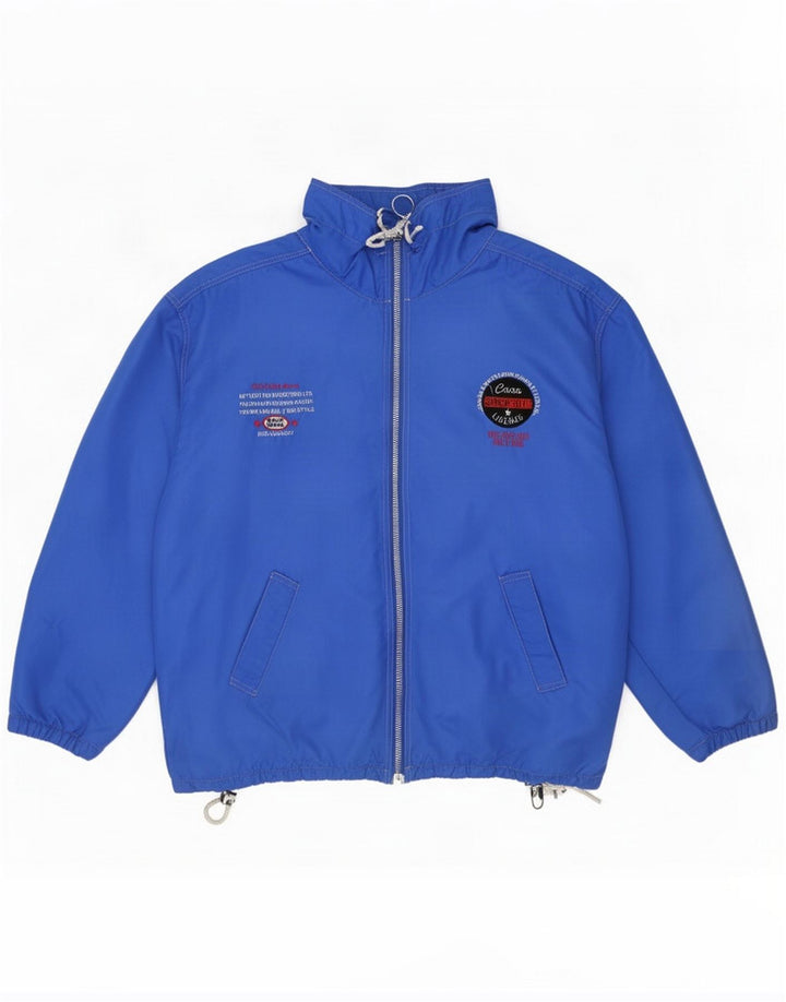 Cocoa Herren Grafik-Trainingsanzug-Topjacke, groß, blaues Nylon