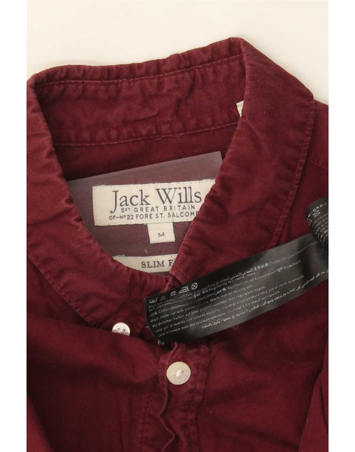 Jack Wills Slim-Fit-Hemd für Herren aus mittlerer burgunderroter Baumwolle