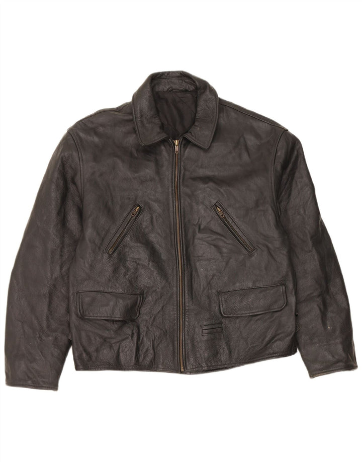 Vintage Herren Lederjacke UK 36 Small Schwarz