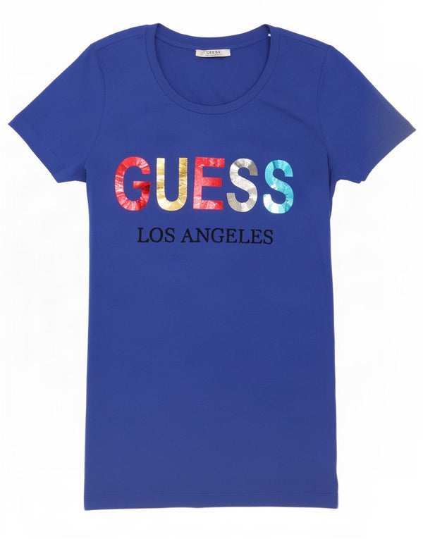 Guess Grafik-T-Shirt-Oberteil für Damen, Gr. 8, Blau