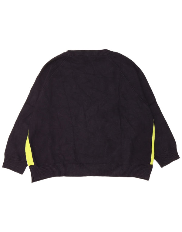 Zara Damen-Pullover mit U-Boot-Ausschnitt, Größe S, Marineblau, Farbblock