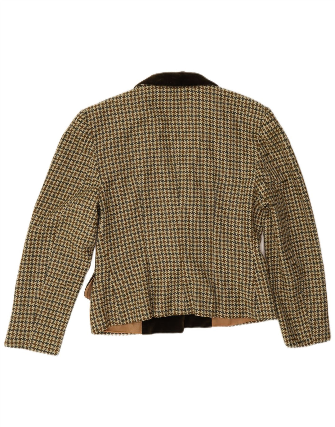 Vintage Damen 1-Knopf-Blazerjacke EU 38 Mittelbeiger Hahnentrittmuster