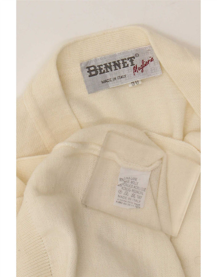 Vintage Herren Cardigan Pullover IT 50 Mittelweiße Wolle