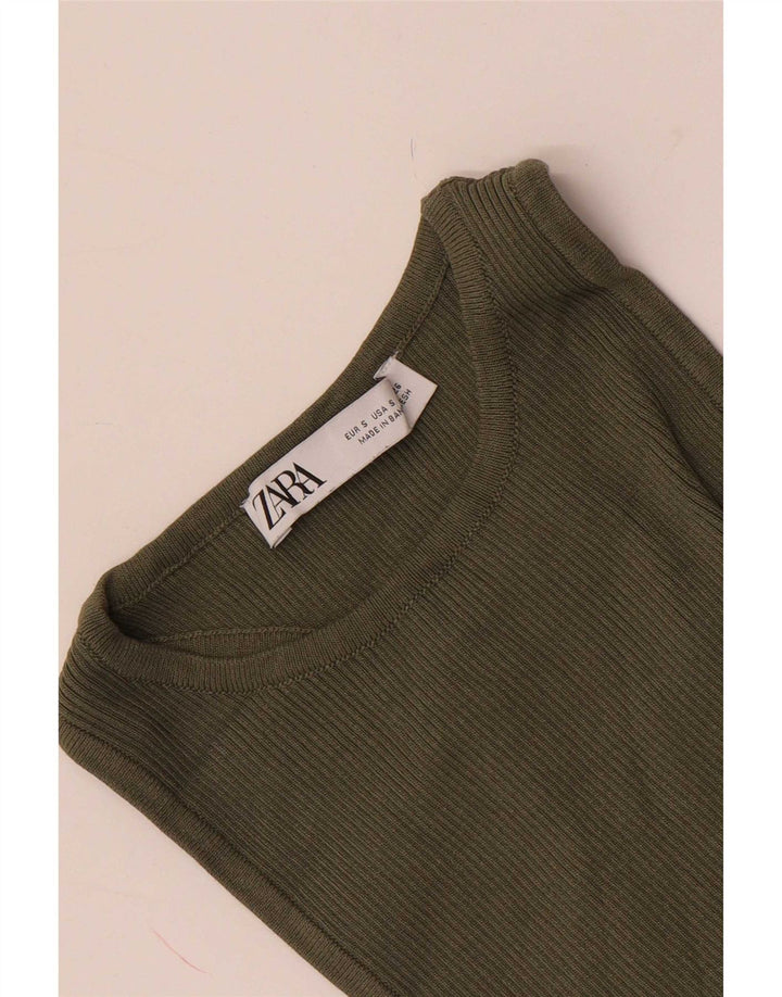 Zara Damen Weste Top UK 8 Small Khaki