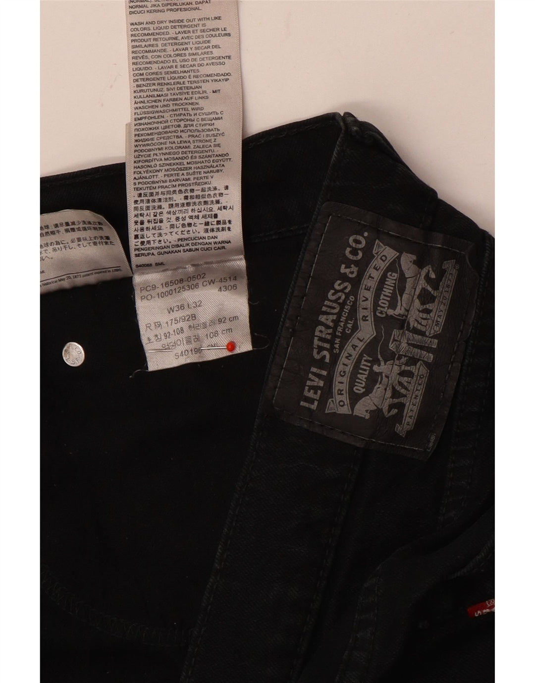 Levi's Herren Slim Jeans W36 L32 Schwarze Baumwolle