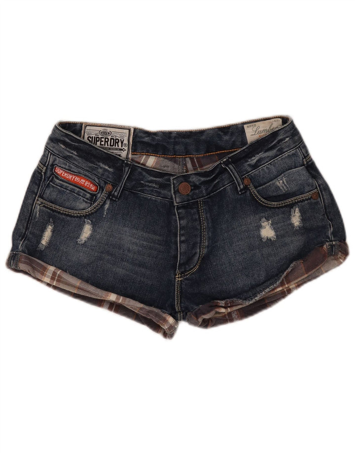 SUPERDRY Distressed Denim-Shorts für Damen, W30, mittelblaue Baumwolle